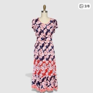 Knox Rose Floral Maxi Dress in Red, Pink, and Blue